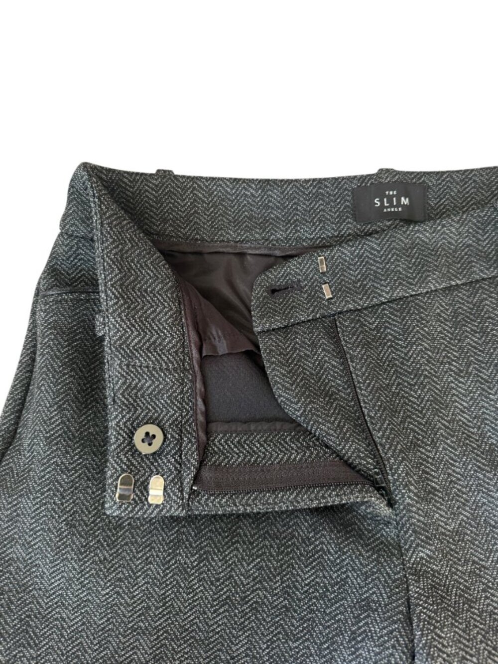WHBM tweed slim ankle black herringbone pants with pockets women's size 4 - Picture 5 of 12